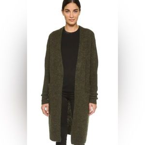 Acne Studios RAYA mohair blend long cardigan in Loden green, small